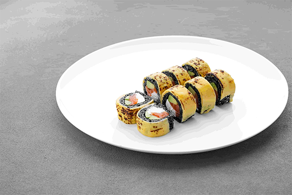 Black Philadelphia roll with cheddar cheese